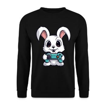 Süßer Kaninchenspieler Gaming Hasenliebhaber - Unisex Pullover - Schwarz - Vorne - Alina (178cm) & Michal (187cm)