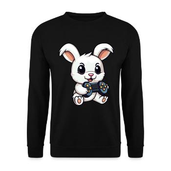 Süßer Kaninchenspieler Gaming Hasenliebhaber - Unisex Pullover - Schwarz - Vorne - Alina (178cm) & Michal (187cm)
