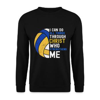 Je peux tout faire grâce au volley-ball du Christ - Sweat-shirt Unisexe - noir - Devant - Alina (178cm) & Michal (187cm)