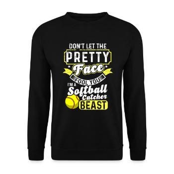 Catcher Softball Lover Bat Ball - Unisex Sweatshirt - black - Front - Alina (178cm) & Michal (187cm)