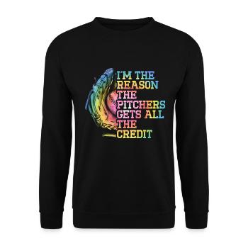 Catcher Softball Lover Bat Ball - Unisex Sweatshirt - black - Front - Alina (178cm) & Michal (187cm)