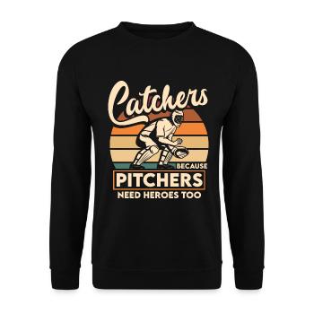 Catcher Softball Lover Bat Ball - Unisex Sweatshirt - black - Front - Alina (178cm) & Michal (187cm)