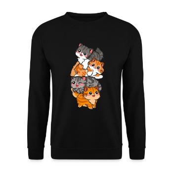 Cat Cute Kitty Stack Cats Anime Kawaii - Unisex Sweatshirt - black - Front - Alina (178cm) & Michal (187cm)