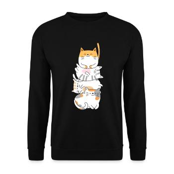 Cat Cute Kitty Stack Cats Anime Kawaii - Unisex Sweatshirt - black - Front - Alina (178cm) & Michal (187cm)
