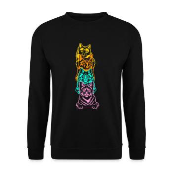 Cat Cute Kitty Stack Cats Anime Kawaii - Unisex Sweatshirt - black - Front - Alina (178cm) & Michal (187cm)