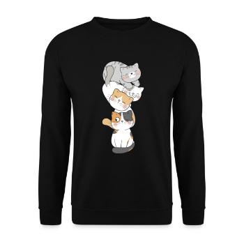 Cat Cute Kitty Stack Cats Anime Kawaii - Unisex Sweatshirt - black - Front - Alina (178cm) & Michal (187cm)