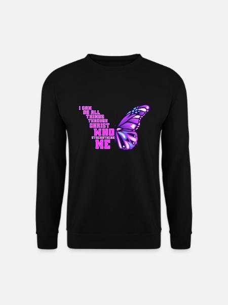 I Can Do All Things Through Christ Butterfly - Unisex Pullover - Schwarz