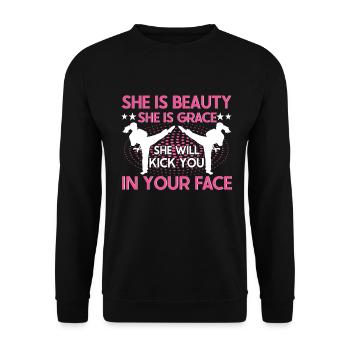 Karate Girl Martial Arts Women Karate Kick - Unisex Pullover - Schwarz - Vorne - Alina (178cm) & Michal (187cm)