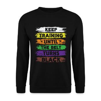 Karate Black Belt Martial Arts Karate Kick - Unisex Pullover - Schwarz - Vorne - Alina (178cm) & Michal (187cm)