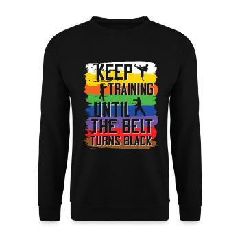 Karate Black Belt Martial Arts Karate Kick - Unisex Pullover - Schwarz - Vorne - Alina (178cm) & Michal (187cm)