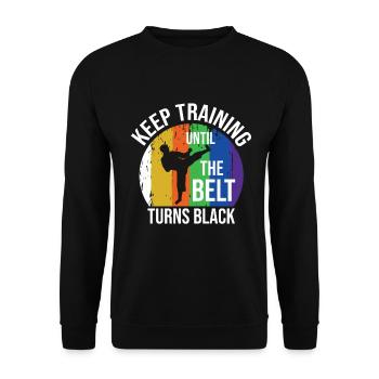 Karate Black Belt Martial Arts Karate Kick - Unisex Pullover - Schwarz - Vorne - Alina (178cm) & Michal (187cm)