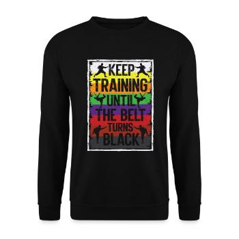 Karate Black Belt Martial Arts Karate Kick - Unisex Pullover - Schwarz - Vorne - Alina (178cm) & Michal (187cm)