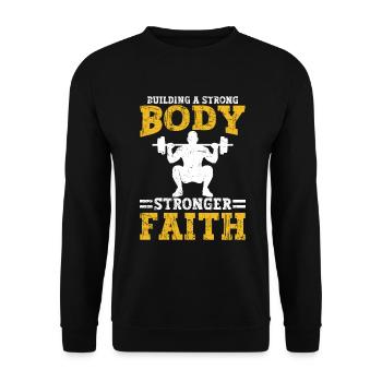 Jesus Christliches Fitnessstudio Workout - Unisex Pullover - Schwarz - Vorne - Alina (178cm) & Michal (187cm)