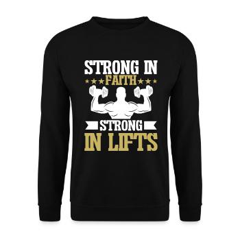 Jesus Christliches Fitnessstudio Workout - Unisex Pullover - Schwarz - Vorne - Alina (178cm) & Michal (187cm)