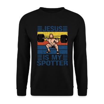 Jesus Christliches Fitnessstudio Workout - Unisex Pullover - Schwarz - Vorne - Alina (178cm) & Michal (187cm)