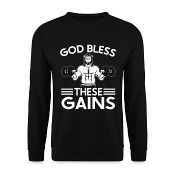 Jesus Christian Gym Workout - Unisex Sweatshirt - black - Front - Alina (178cm) & Michal (187cm)