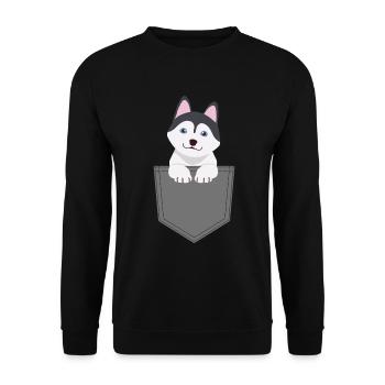 Siberian Husky Dog Lover Puppy Dog Owner - Unisex Sweatshirt - black - Front - Alina (178cm) & Michal (187cm)