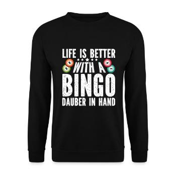 Joueur de bingo Gagnant de la loterie Bingo - Sweat-shirt Unisexe - noir - Devant - Alina (178cm) & Michal (187cm)