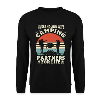 Husband And Wife Camping Partner Couple Matching - Unisex Sweatshirt - black - Front - Alina (178cm) & Michal (187cm)