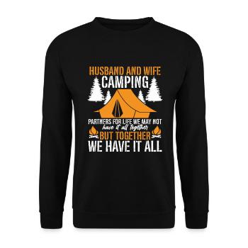 Mari Et Femme Camping Partenaire Couple Assorti - Sweat-shirt Unisexe - noir - Devant - Alina (178cm) & Michal (187cm)