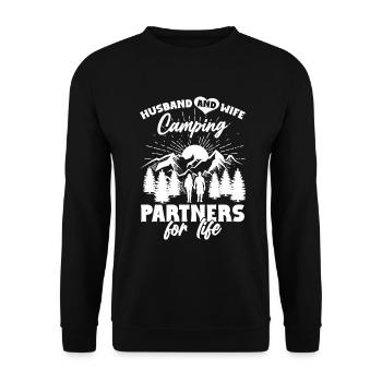 Husband And Wife Camping Partner Couple Matching - Unisex Sweatshirt - black - Front - Alina (178cm) & Michal (187cm)