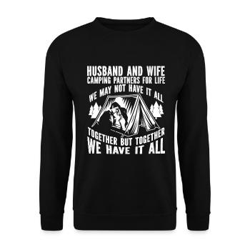 Husband And Wife Camping Partner Couple Matching - Unisex Sweatshirt - black - Front - Alina (178cm) & Michal (187cm)