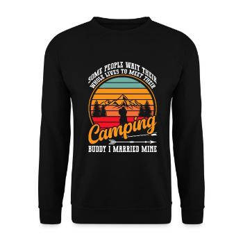 Husband And Wife Camping Partner Couple Matching - Unisex Sweatshirt - black - Front - Alina (178cm) & Michal (187cm)