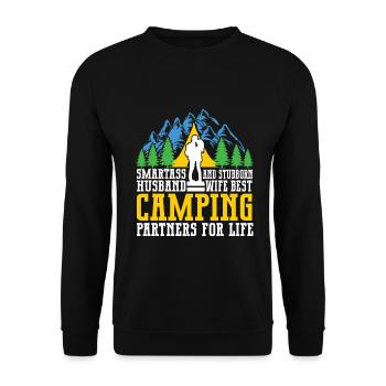 Husband And Wife Camping Partner Couple Matching - Unisex Sweatshirt - black - Front - Alina (178cm) & Michal (187cm)