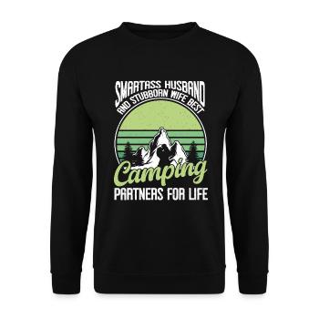 Husband And Wife Camping Partner Couple Matching - Unisex Sweatshirt - black - Front - Alina (178cm) & Michal (187cm)