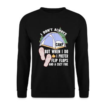 Camping Flip Flops Camper Natur Outdoor - Unisex Pullover - Schwarz - Vorne - Alina (178cm) & Michal (187cm)