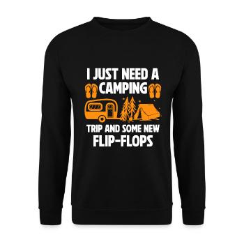 Camping Flip Flops Camper Nature Outdoor - Unisex Sweatshirt - black - Front - Alina (178cm) & Michal (187cm)