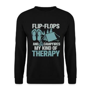 Camping Flip Flops Camper Natur Outdoor - Unisex Pullover - Schwarz - Vorne - Alina (178cm) & Michal (187cm)