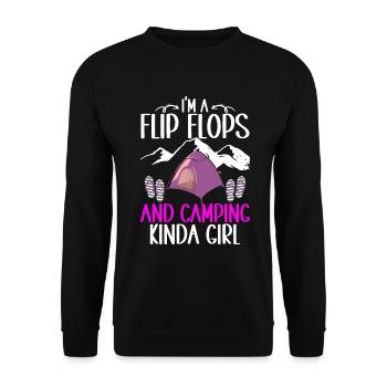 Camping Flip Flops Camper Natur Outdoor - Unisex Pullover - Schwarz - Vorne - Alina (178cm) & Michal (187cm)