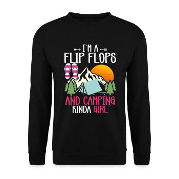 Camping Flip Flops Camper Nature Outdoor - Unisex Sweatshirt - black - Front - Alina (178cm) & Michal (187cm)