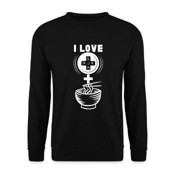 Ramen Und Gaming Japan Anime Manga Otaku - Unisex Pullover - Schwarz - Vorne - Alina (178cm) & Michal (187cm)