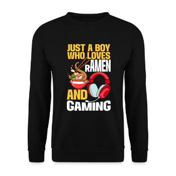 Ramen Und Gaming Japan Anime Manga Otaku - Unisex Pullover - Schwarz - Vorne - Alina (178cm) & Michal (187cm)