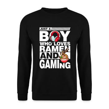 Ramen Und Gaming Japan Anime Manga Otaku - Unisex Pullover - Schwarz - Vorne - Alina (178cm) & Michal (187cm)