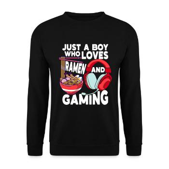 Ramen Und Gaming Japan Anime Manga Otaku - Unisex Pullover - Schwarz - Vorne - Alina (178cm) & Michal (187cm)