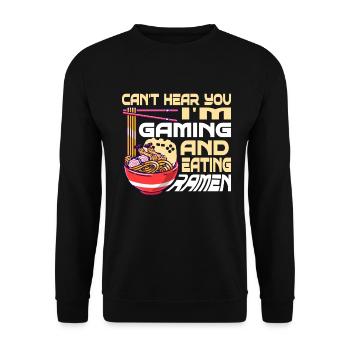 Ramen Und Gaming Japan Anime Manga Otaku - Unisex Pullover - Schwarz - Vorne - Alina (178cm) & Michal (187cm)