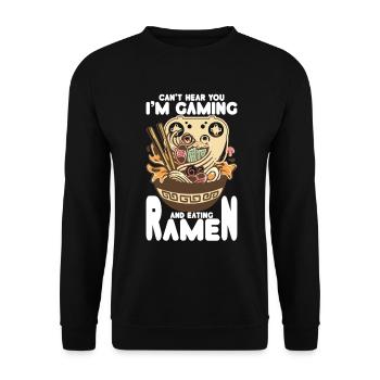 Ramen Und Gaming Japan Anime Manga Otaku - Unisex Pullover - Schwarz - Vorne - Alina (178cm) & Michal (187cm)