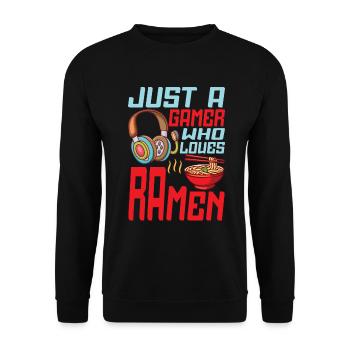 Ramen Und Gaming Japan Anime Manga Otaku - Unisex Pullover - Schwarz - Vorne - Alina (178cm) & Michal (187cm)