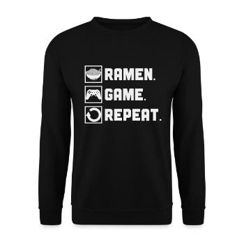 Ramen Und Gaming Japan Anime Manga Otaku - Unisex Pullover - Schwarz - Vorne - Alina (178cm) & Michal (187cm)