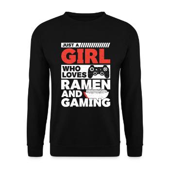 Ramen Und Gaming Japan Anime Manga Otaku - Unisex Pullover - Schwarz - Vorne - Alina (178cm) & Michal (187cm)