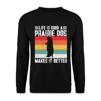 Funny Prairie - Chien amant drôle de rongeur - Sweat-shirt Unisexe - noir - Devant - Alina (178cm) & Michal (187cm)