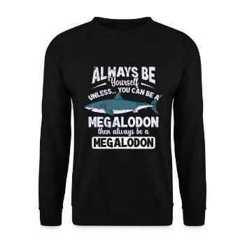 Megalodon Shark Biology Ocean Shark Lover - Unisex Sweatshirt - black - Front - Alina (178cm) & Michal (187cm)