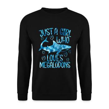 Megalodon Shark Biology Ocean Shark Lover - Unisex Sweatshirt - black - Front - Alina (178cm) & Michal (187cm)