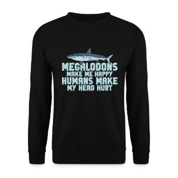 Megalodon Shark Biology Ocean Shark Lover - Unisex Sweatshirt - black - Front - Alina (178cm) & Michal (187cm)