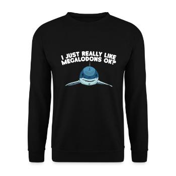 Megalodon Shark Biology Ocean Shark Lover - Unisex Sweatshirt - black - Front - Alina (178cm) & Michal (187cm)