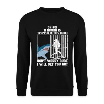 Megalodon Shark Biology Ocean Shark Lover - Unisex Sweatshirt - black - Front - Alina (178cm) & Michal (187cm)