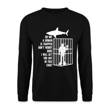 Megalodon Shark Biology Ocean Shark Lover - Unisex Sweatshirt - black - Front - Alina (178cm) & Michal (187cm)